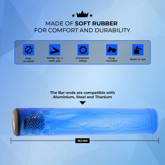 Gripy Rączki do Hulajnogi Wyczynowej NKD GOAT Stunt Scooter Grips Niebieski 163 mm