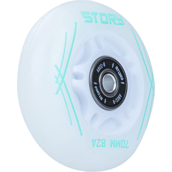 Świecące kółka z łożyskami do rolek Story Inline Skates Wheels Miętowy LED 64 mm (8 szt.)