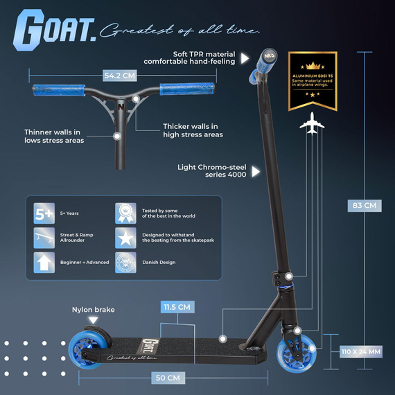 Hulajnoga Wyczynowa NKD GOAT Stunt Czarny Reflex wys. 83 cm