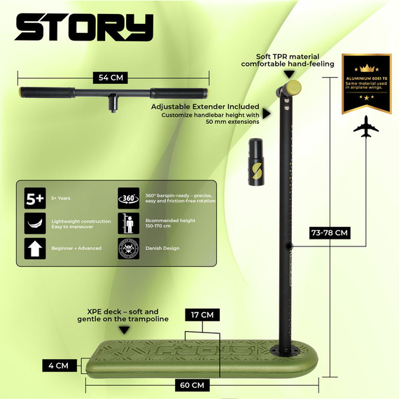 Hulajnoga Wyczynowa na trampolinę Story Pro Trampoline Scooter Army Green 73-78 cm