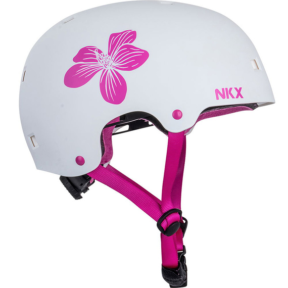 Kask Na Deskorolkę Hulajnogę NKX Brain Saver Flower Biało-Różowy