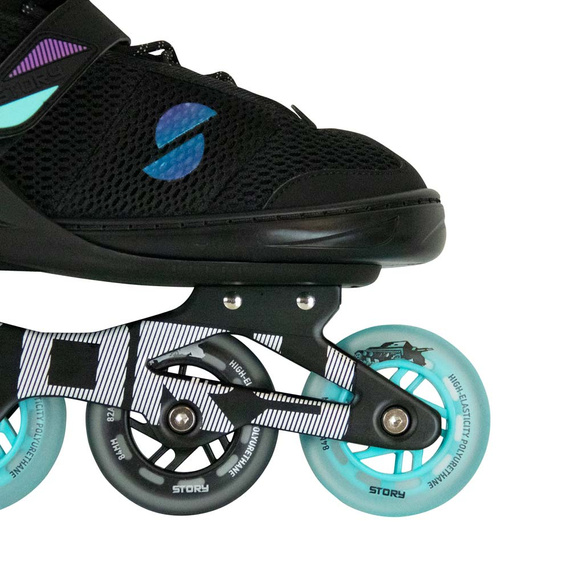 Rolki regulowane Story Motion Adjustable Inline Skates Czarno-Niebiesko-Czarny