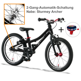 Superlekki rower dla dzieci KUbikes 16S 2-biegowy Czarno-Czerwony