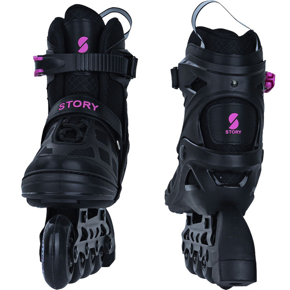 Rolki regulowane Story Midnight Adjustable Inline Skates Czarno-Różowy