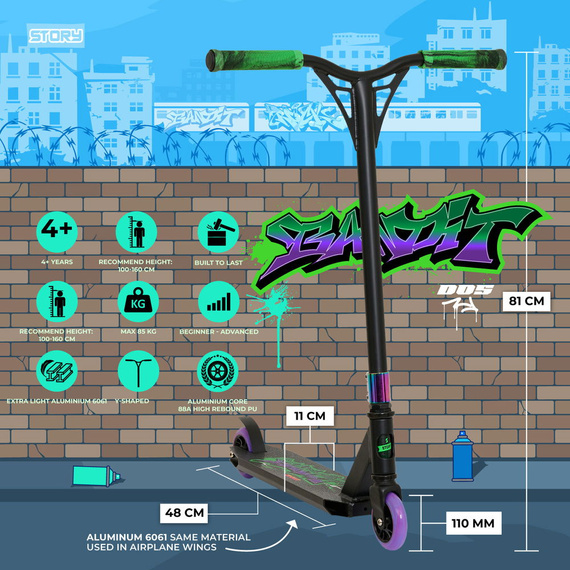 Hulajnoga Wyczynowa Story Bandit DOS Graffiti Neo Wys. 81 cm