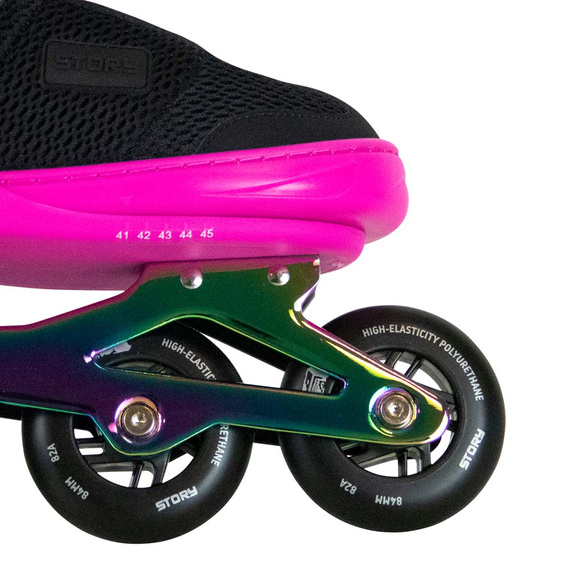 Rolki regulowane Story Motion Adjustable Inline Skates Czarno-Różowo-Tęczowy