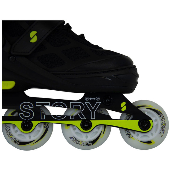Rolki regulowane Story Midnight Adjustable Inline Skates Czarno-Żółty LED