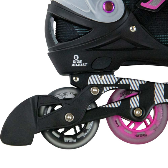 Rolki regulowane Story Motion Adjustable Inline Skates Czarno-Różowy