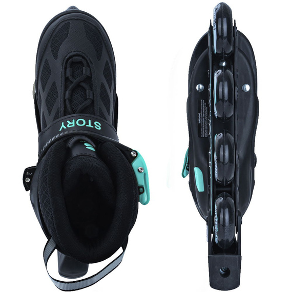 Rolki regulowane Story Midnight Adjustable Inline Skates Czarno-Miętowy