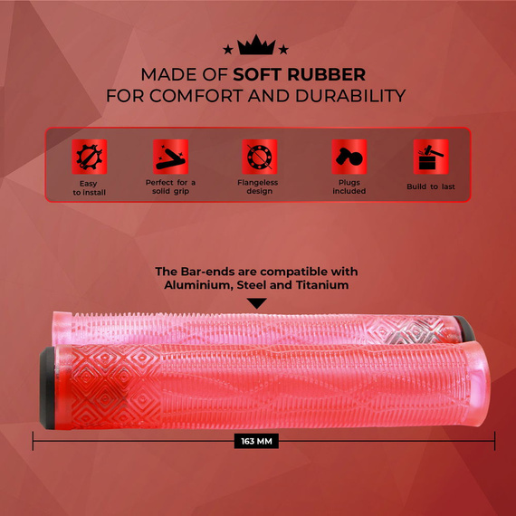 Gripy Rączki do Hulajnogi Wyczynowej NKD GOAT Stunt Scooter Grips Czerwony 163 mm