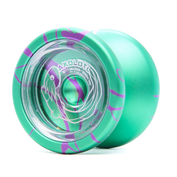 Yoyo dla zaawansowanych YoYoFactory Axolotl Metal Zielono-Fioletowy Splash 