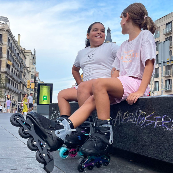 Rolki regulowane Story Motion Adjustable Inline Skates Czarno-Niebiesko-Różowy
