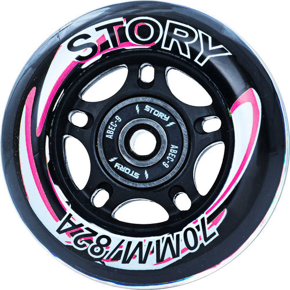 Kółka z łożyskami do rolek Story Inline Skates Wheels Czarno-Różowy 64 mm (8 szt.)