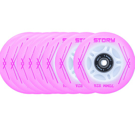 Świecące kółka z łożyskami do rolek Story Inline Skates Wheels Różowy LED 64 mm (8 szt.)