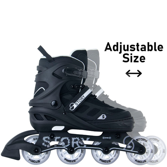 Rolki regulowane Story Fusion Adjustable Inline Skates Czarno-Biały