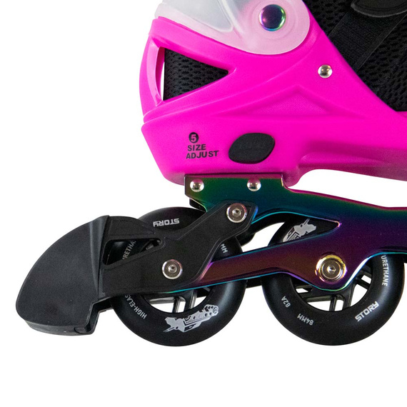 Rolki regulowane Story Motion Adjustable Inline Skates Czarno-Różowo-Tęczowy