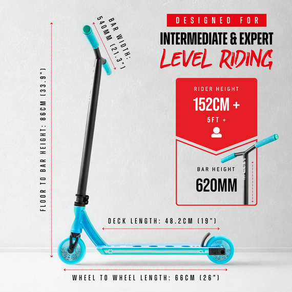 Hulajnoga Wyczynowa CORE CL1 Complete Stunt Scooter Turtlesent wys. 85 cm