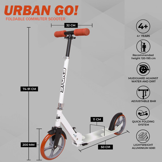 Hulajnoga Transportowa z dużymi kołami Story Urban GO! Bright White 