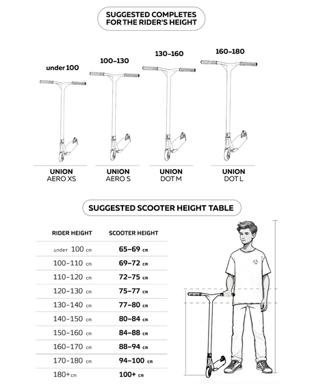 Hulajnoga Wyczynowa Union Aero M Scooter Srebrno-Czarny wys. 85 cm