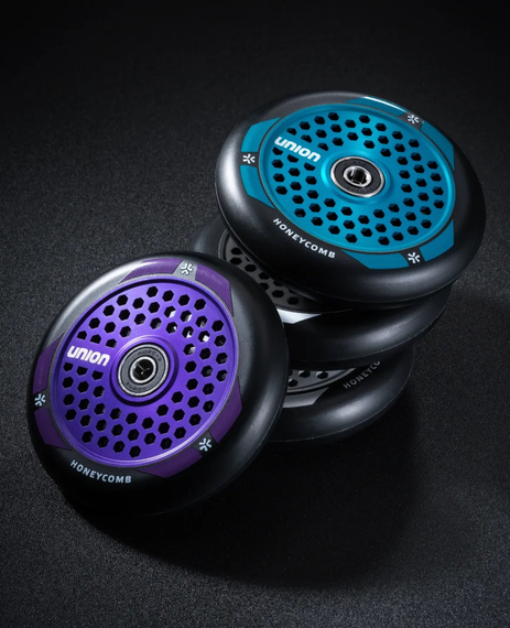 Koło do Hulajnogi Union Honeycomb Pro Scooter Wheel Czarno-Turkusowy Metaliczny 110 mm