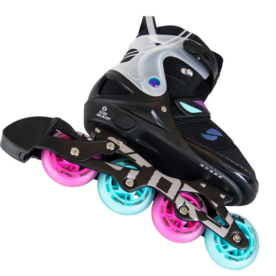 Rolki regulowane Story Motion Adjustable Inline Skates Czarno-Niebiesko-Różowy