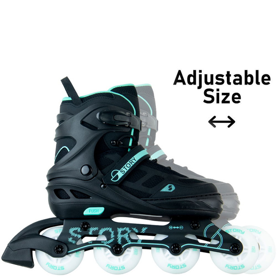 Rolki regulowane Story Fusion Adjustable Inline Skates Miętowy LED