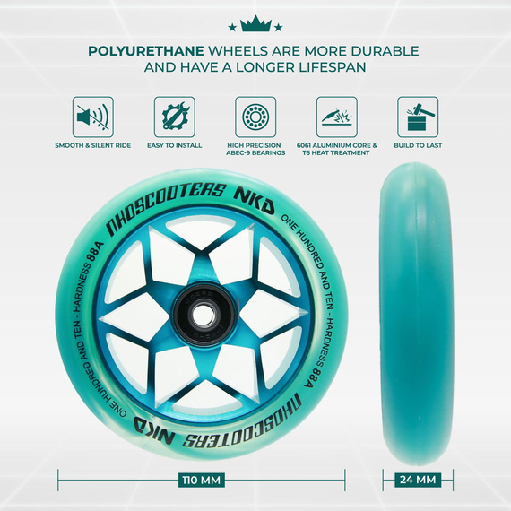 Koła do Hulajnogi NKD Goat Stunt Scooter Wheels Turkusowy 110 mm