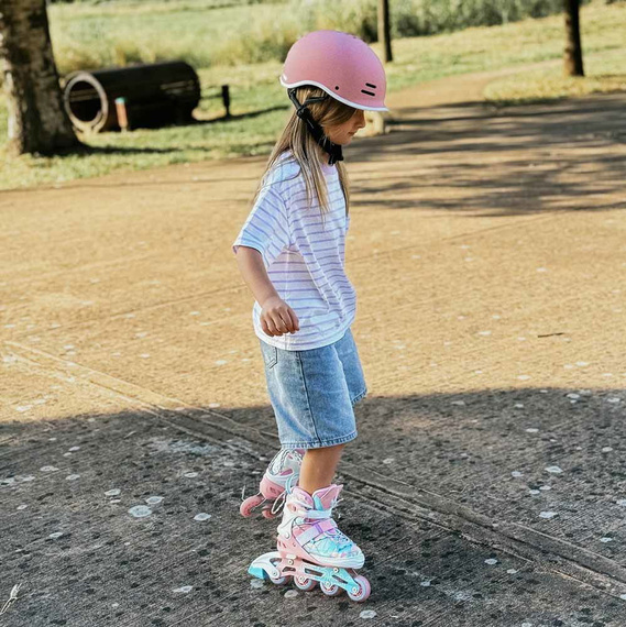 Rolki regulowane Story Spike Adjustable Inline Skates Różowo-Niebieski LED