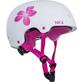 Kask Na Deskorolkę Hulajnogę NKX Brain Saver Flower Biało-Różowy