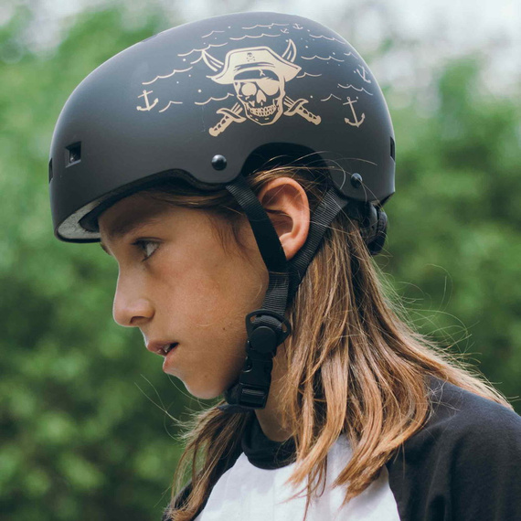 Kask Na Deskorolkę Hulajnogę NKX Brain Saver Czarno-Złoty Pirate