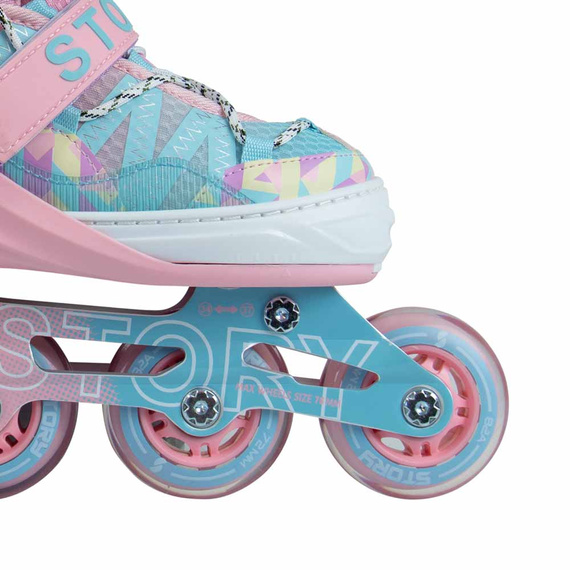 Rolki regulowane Story Spike Adjustable Inline Skates Niebiesko-Różowy