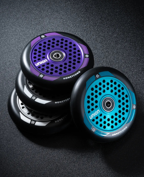 Koło do Hulajnogi Union Honeycomb Pro Scooter Wheel Czarno-Turkusowy Metaliczny 110 mm
