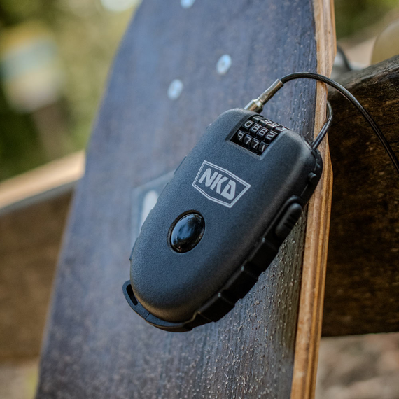 Zamek Szyfrowy Zabezpieczenie do hulajnogi deskorolki longboardu NKD SportsLock Pro Czarny 75 cm