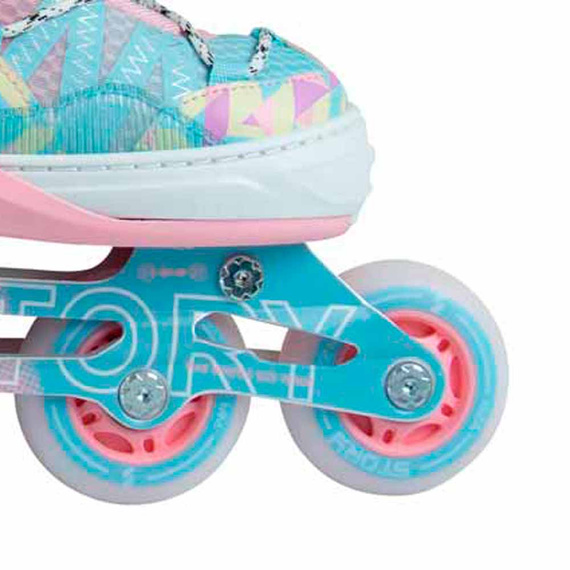 Rolki regulowane Story Spike Adjustable Inline Skates Różowo-Niebieski LED