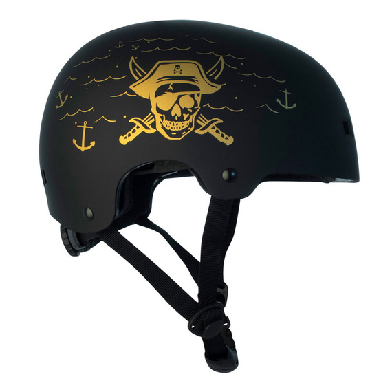 Kask Na Deskorolkę Hulajnogę NKX Brain Saver Czarno-Złoty Pirate