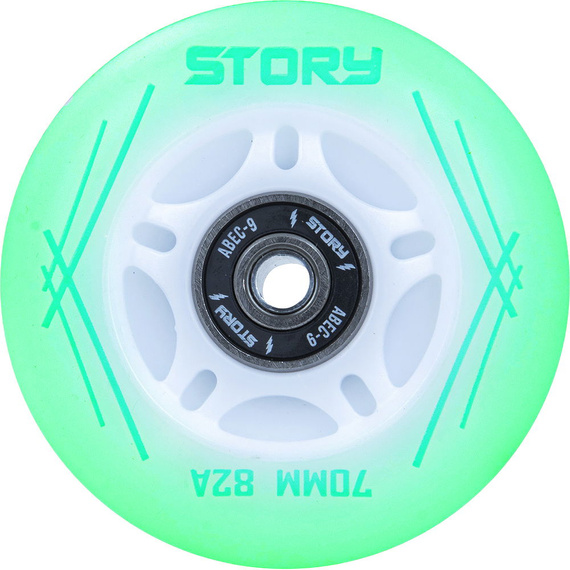 Świecące kółka z łożyskami do rolek Story Inline Skates Wheels Miętowy LED 64 mm (8 szt.)