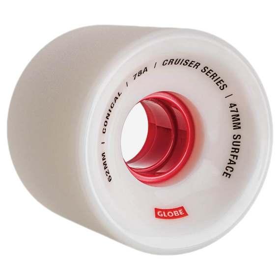 Kółka do deskorolki cruiser i longboardu GLOBE Conical Cruiser Wheels Biały/Czerwony 62 mm 