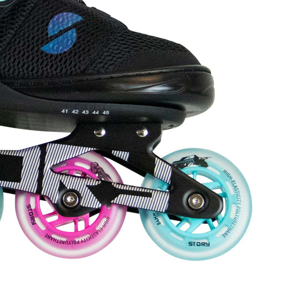 Rolki regulowane Story Motion Adjustable Inline Skates Czarno-Niebiesko-Różowy