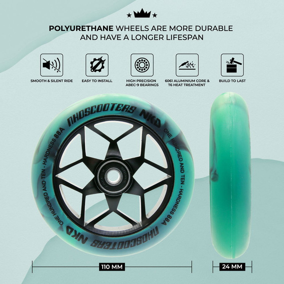 Koła do Hulajnogi NKD Goat Stunt Scooter Wheels Czarno-Miętowy 110 mm