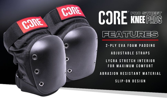 Ochraniacze na kolana CORE Street Skate Knee Pads Czarno-Szary