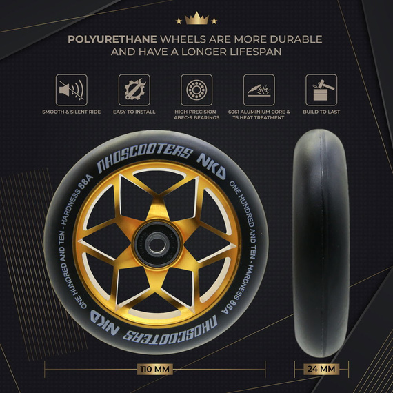 Koła do Hulajnogi NKD Goat Stunt Scooter Wheels Czarno-Złoty 110 mm