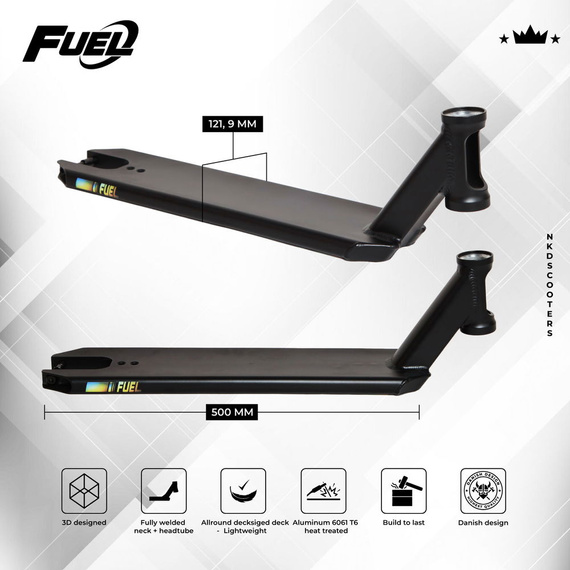Podest Deck do Hulajnogi Wyczynowej NKD Fuel Stunt Scooter Deck Czarny 495 mm