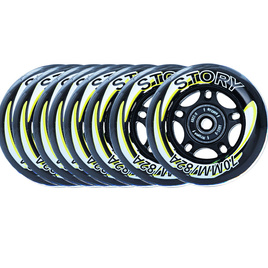 Kółka z łożyskami do rolek Story Inline Skates Wheels Czarno-Żółty 64 mm (8 szt.)