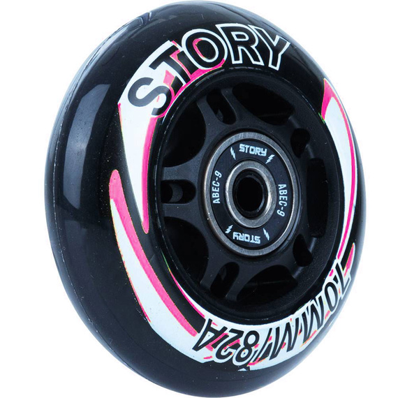 Kółka z łożyskami do rolek Story Inline Skates Wheels Czarno-Różowy 64 mm (8 szt.)