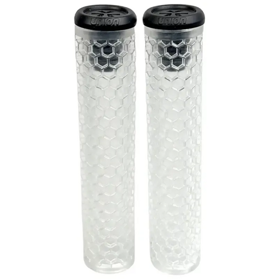 Gripy Rączki do Hulajnogi Wyczynowej Union Honeycomb Soft Grips Biały przezroczysty 155 mm