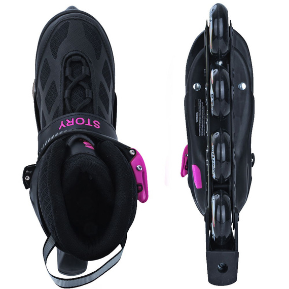Rolki regulowane Story Midnight Adjustable Inline Skates Czarno-Różowy