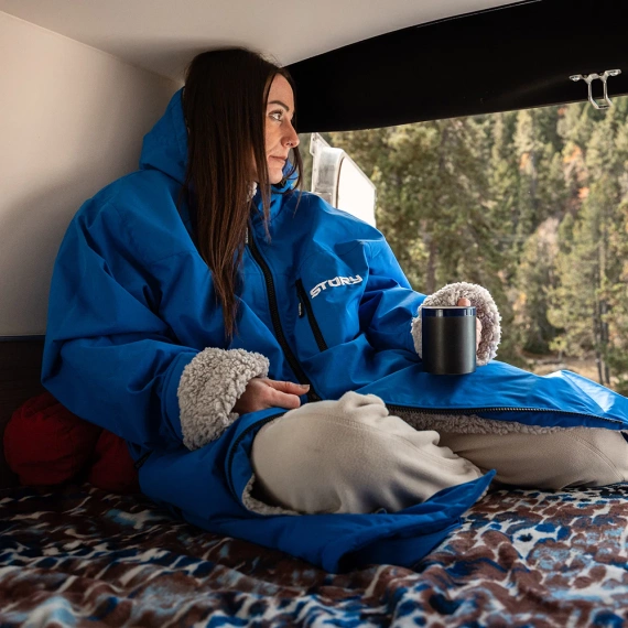 Poncho Ponczo Kurtka Story Change Robe Niebieski