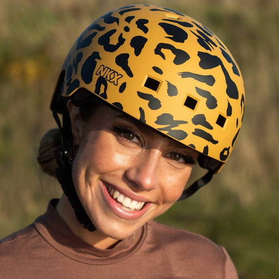 Kask Na Deskorolkę Hulajnogę NKX Brain Saver Leopard Czarno-Brązowy