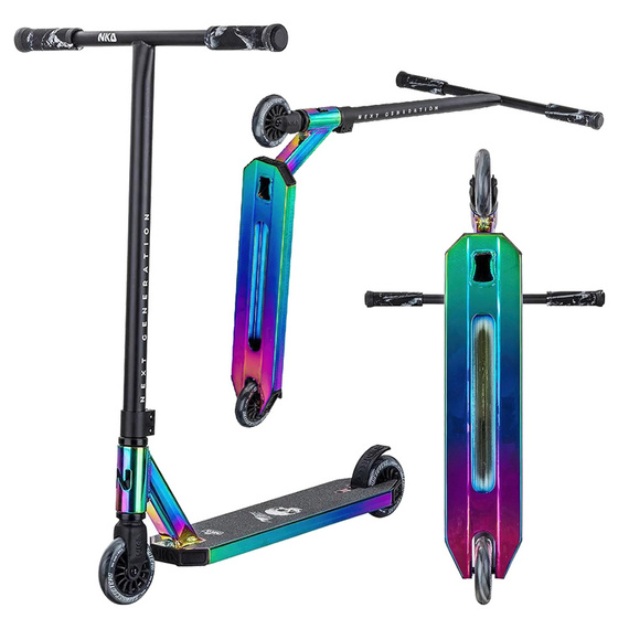 Hulajnoga Wyczynowa Aluminiowa Lekka dla młodych riderów NKD Next Generation Stunt Tęczowy wys. 79,4 cm