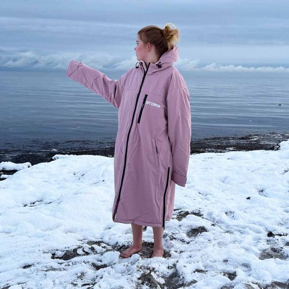 Poncho Ponczo Kurtka Story Change Robe Rose Przydymiony Różowy